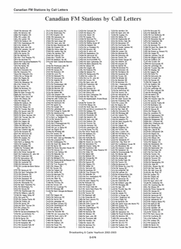 Canadian FM Stations by Call Letters Canadian FM Stations by Call Letters