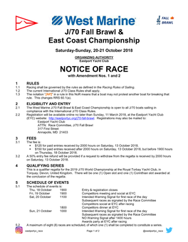 NOTICE of RACE with Amendment Nos
