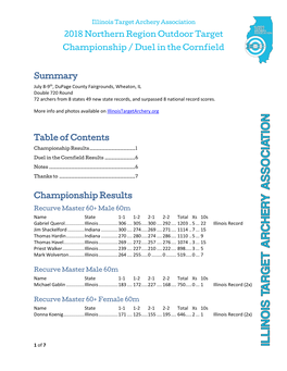 2018 Northern Region Outdoor Target Championship / Duel in the Cornfield Summary Table of Contents Championship Results