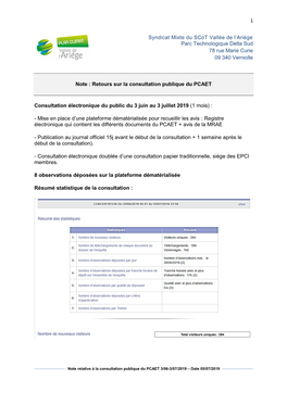 1 Syndicat Mixte Du Scot Vallée De L'ariège Parc Technologique