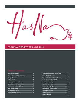 Table of Contents PROGRAM REPORT: 2013 and 2014