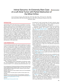 Intimal Sarcoma: an Extremely Rare Case of a Left Atrial Tumor with Partial Obstruction of the Mitral Oriﬁce