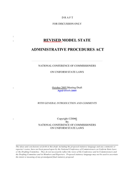 Revised Model State Administrative Procedures Act