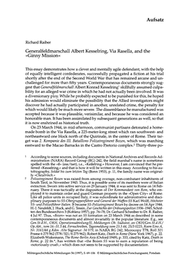 Aufsatz Generalfeldmarschall Albert Kesselring, Via Rasella, and The