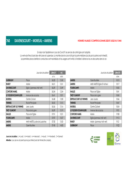 760 Davenescourt – Moreuil – Amiens Horaires Valables À Compter Du 28 Mars 2020 Et Jusqu’Au 10 Mai