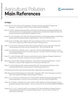 Agricultural Pollution Main References Public Disclosure Authorized