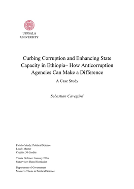 Curbing Corruption and Enhancing State Capacity in Ethiopia– How Anticorruption Agencies Can Make a Difference a Case Study