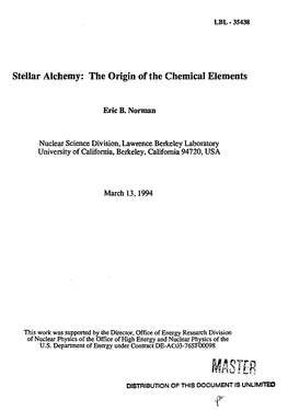 Stellar Alchemy: the Origin of the Chemical Elements