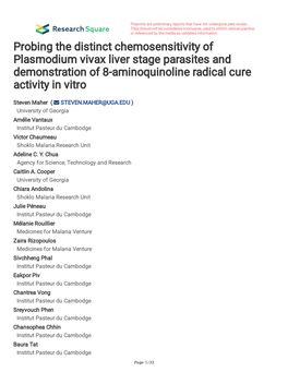 Probing the Distinct Chemosensitivity of Plasmodium Vivax Liver Stage Parasites and Demonstration of 8-Aminoquinoline Radical Cure Activity in Vitro