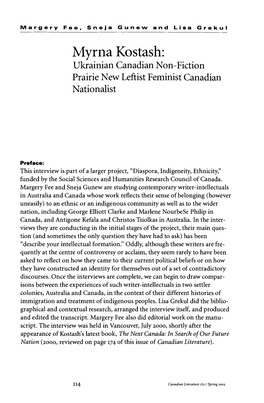 Myrna Kostash: Ukrainian Canadian Non-Fiction Prairie New Leftist Feminist Canadian Nationalist