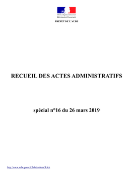 Recueil Des Actes Administratifs