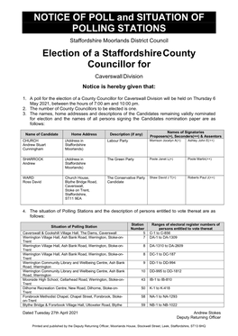 Notice of Poll and Polling Station Locations