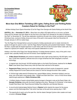 Than One Million Twinkling LED Lights, Falling Snow and Thrilling Roller Coasters Debut for Holiday in the Park®