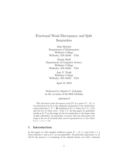 Fractional Weak Discrepancy and Split Semiorders