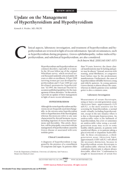 Update on the Management of Hyperthyroidism and Hypothyroidism