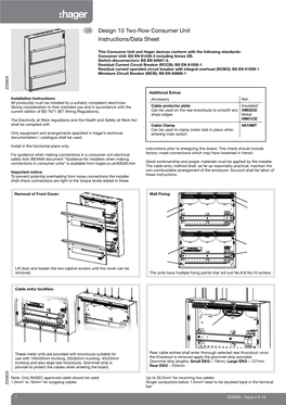 Design 10 Two Row Consumer Unit Instructions/Data Sheet