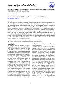 Electronic Journal of Ichthyology April, 2008 1: 31-42
