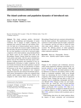 The Island Syndrome and Population Dynamics of Introduced Rats