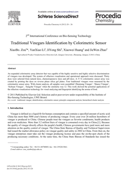 Traditional Vinegars Identification by Colorimetric Sensor