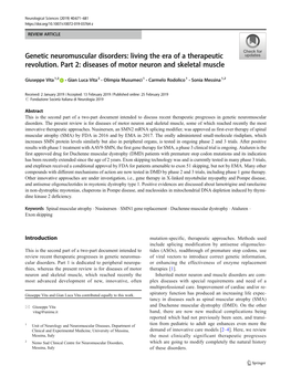 Diseases of Motor Neuron and Skeletal Muscle