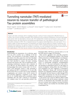 Mediated Neuron-To Neuron Transfer of Pathological Tau Protein Assemblies