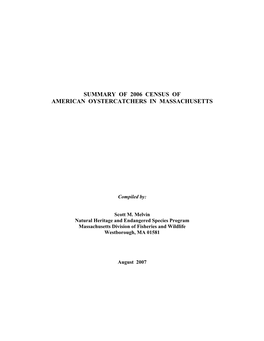 Summary of 2006 Census of American Oystercatchers in Massachusetts