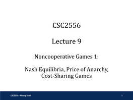 CSC2556 Lecture 9