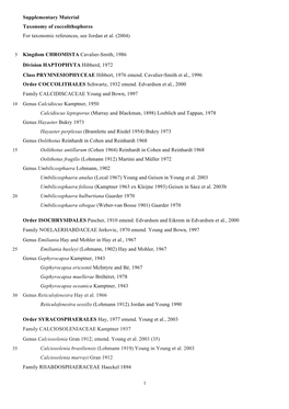 Supplementary Material Taxonomy of Coccolithophores for Taxonomic References, See Jordan Et Al