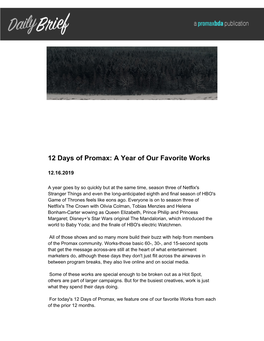 12 Days of Promax: a Year of Our Favorite Works