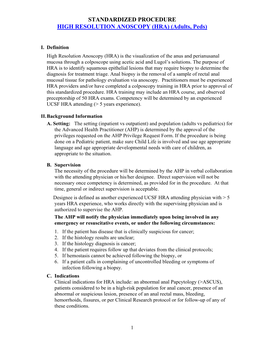 STANDARDIZED PROCEDURE HIGH RESOLUTION ANOSCOPY (HRA) (Adults, Peds)