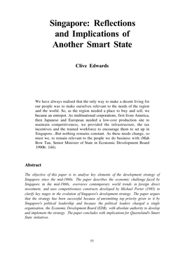 Singapore: Reflections and Implications of Another Smart State