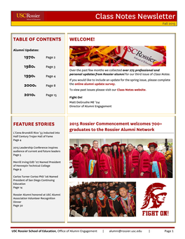 Class Notes Newsletter Fall 2015