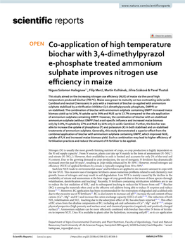 Co-Application of High Temperature Biochar with 3,4-Dimethylpyrazole