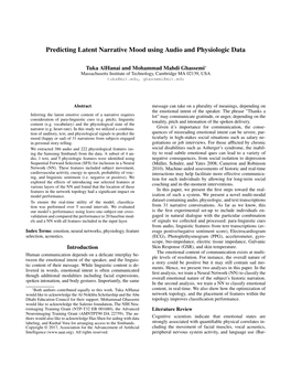 Predicting Latent Narrative Mood Using Audio and Physiologic Data