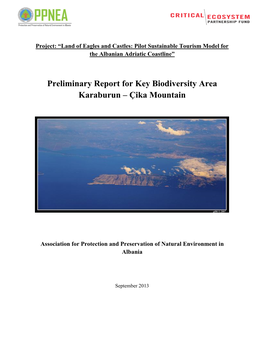 Preliminary Report for Key Biodiversity Area Karaburun – Çika Mountain