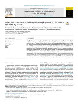 PTBP2 Exon 10 Inclusion Is Associated with the Progression of CML and It Is BCR-ABL1 Dependent T