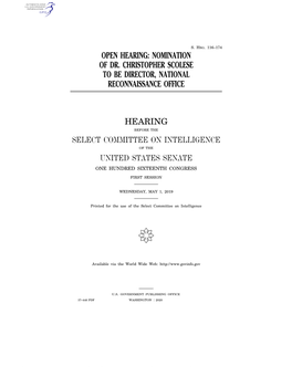 Nomination of Dr. Christopher Scolese to Be Director, National Reconnaissance Office