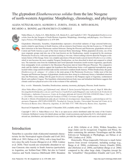 The Glyptodont Eleutherocercus Solidus from the Late Neogene of North-Western Argentina: Morphology, Chronology, and Phylogeny