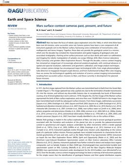 Mars Surface Context Cameras Past, Present, and Future 10.1002/2016EA000166 M