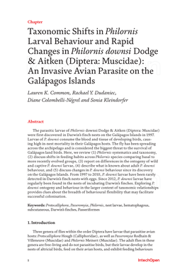 Taxonomic Shifts in Philornis Larval Behaviour and Rapid Changes In