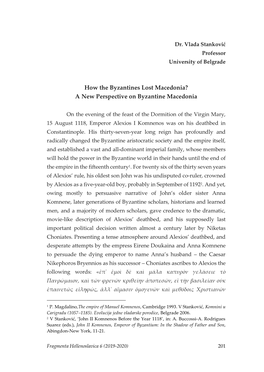 How the Byzantines Lost Macedonia? a New Perspective on Byzantine Macedonia