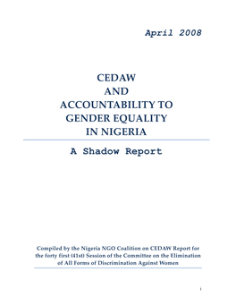 Cedaw and Accountability to Gender Equality in Nigeria A
