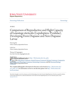 Comparison of Reproductive and Flight Capacity of Loxostege