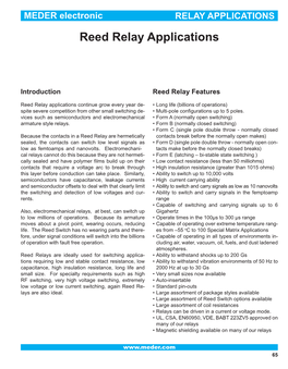 Reed Relay Applications