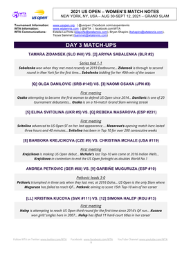 Day 3 Match-Ups