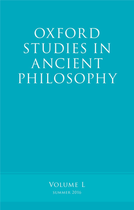 Oxford Studies in Ancient Philosophy, Volume 50