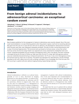 From Benign Adrenal Incidentaloma to Adrenocortical Carcinoma: an Exceptional Random Event