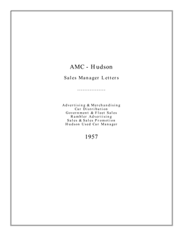 1957 AMC Hudson Sales Managers Letters