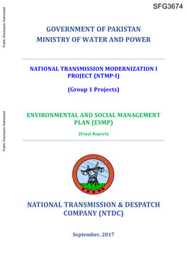 GOVERNMENT of PAKISTAN MINISTRY of WATER and POWER Public Disclosure Authorized