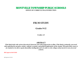 Montville Township Public Schools Film Study